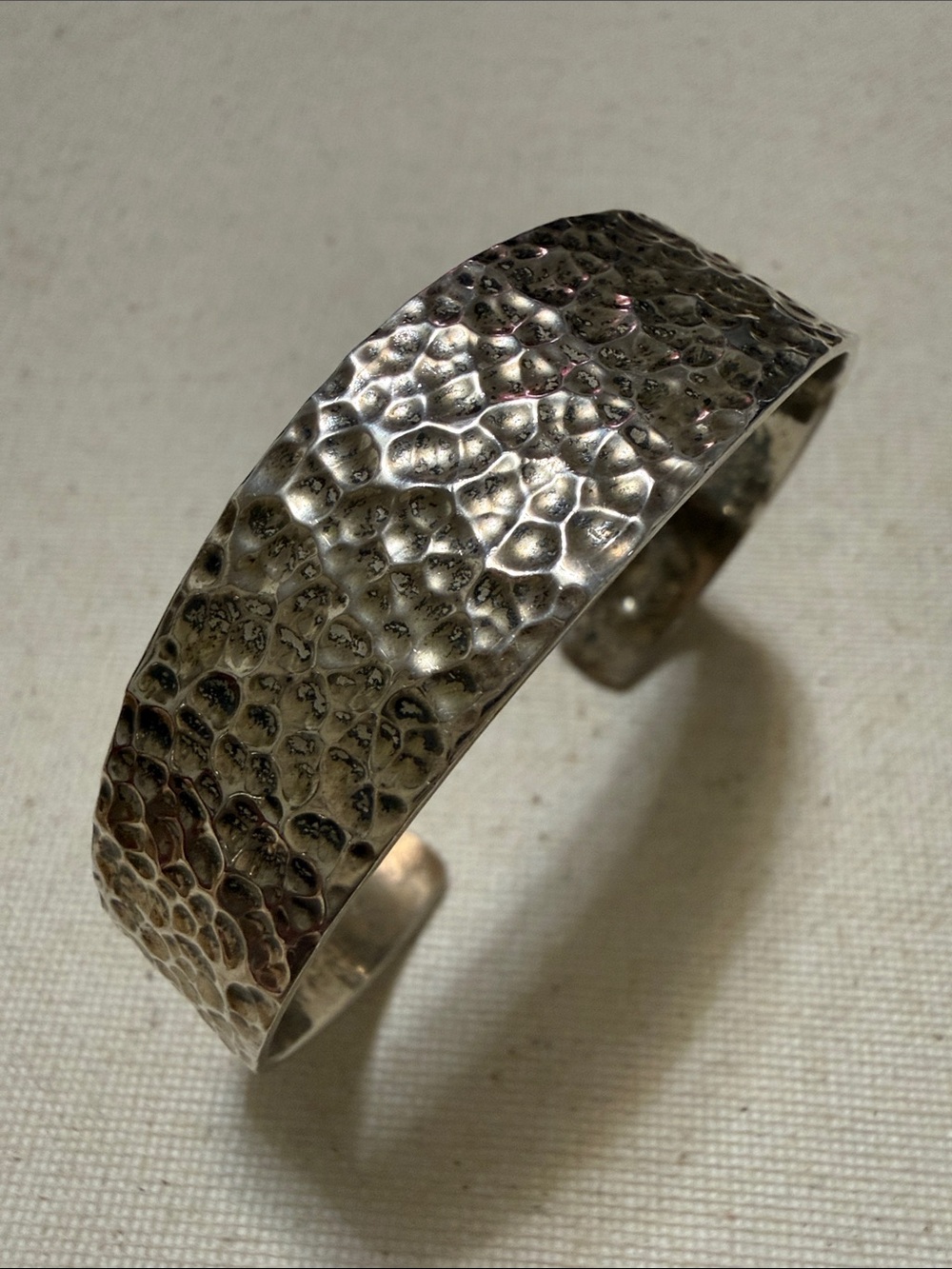 Sterling Silver 925 Mexico Hammered Metal Cuff Bracelet